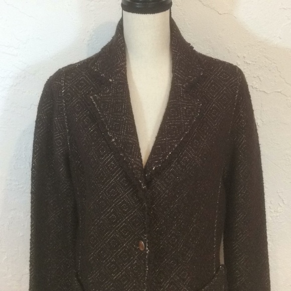 Bruno Manetti  Dark Brown W/Gold Blazer Sz-14 - Picture 1 of 6